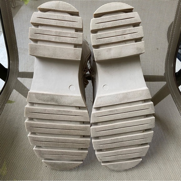 GUC JustFab US Sz-8 Combat Boots- Lace & Zipper, Creamy White, Silver Lace Rivet - Picture 7 of 15